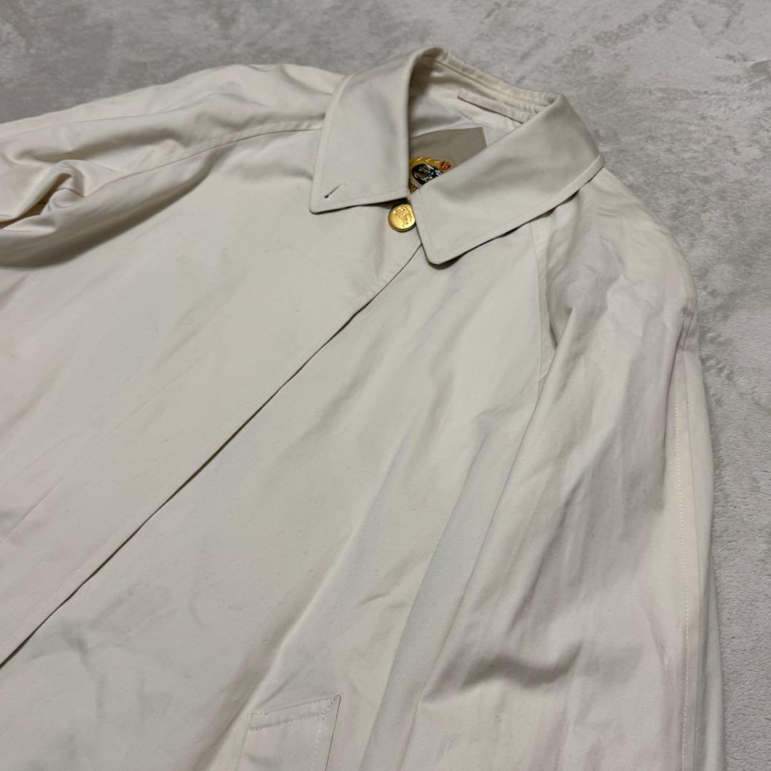 バーバリーズ　ステンカラーコート　金ボタン　チェック　白　M位