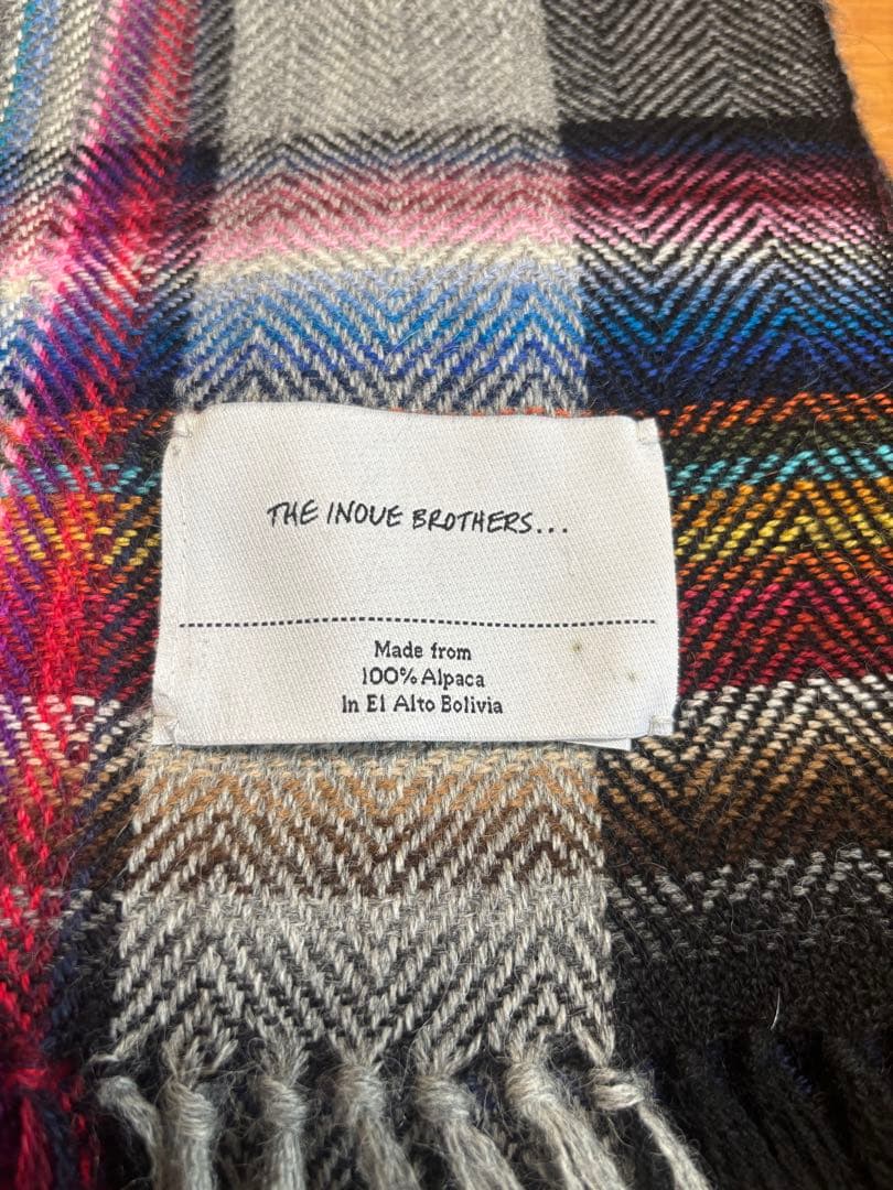 イノウエブラザーズ　チェックマフラー　アルパカ