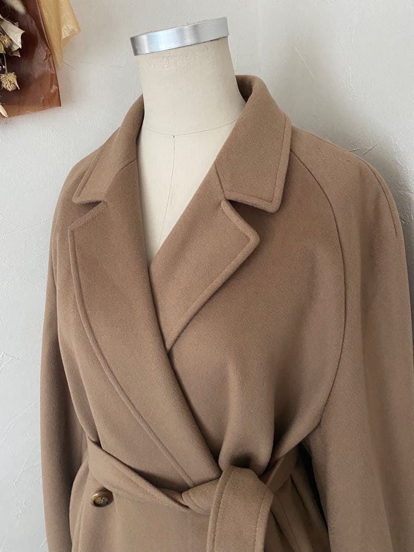 MAX MARA ベルテッド　ダブル　ロング　コート　キャメル
