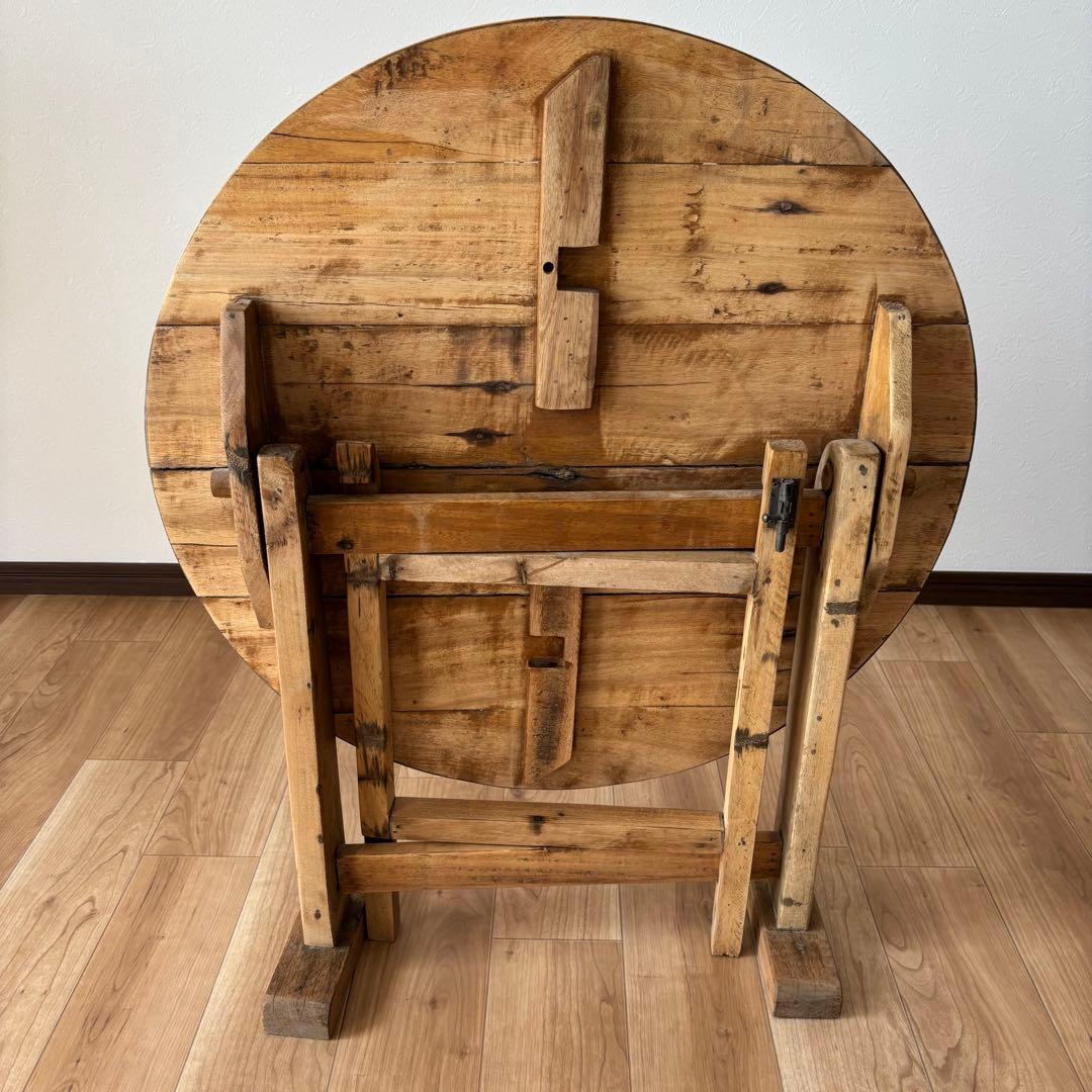 アンティークテーブル　折りたたみ　丸テーブル　サイドテーブル