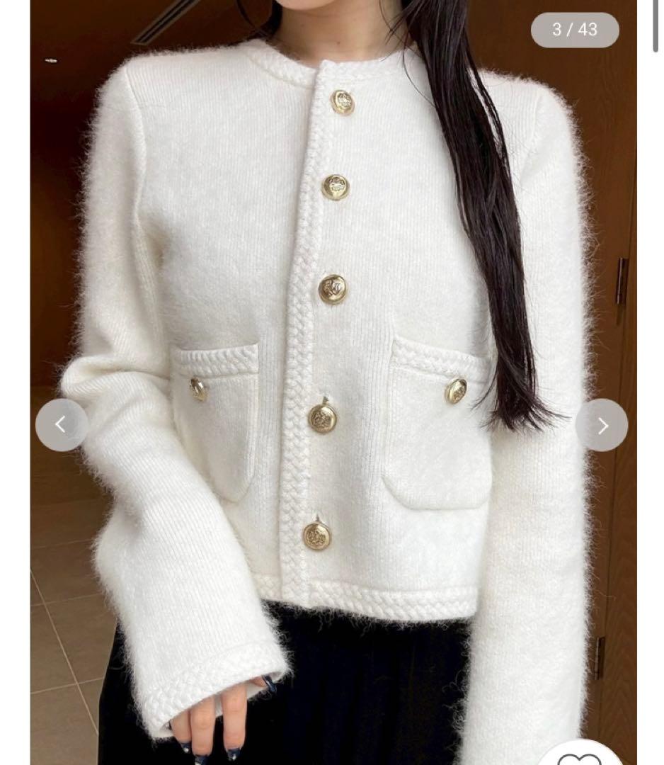 完売品 LILY BROWN リリー ブラウン 金釦フォックスニットジャケット