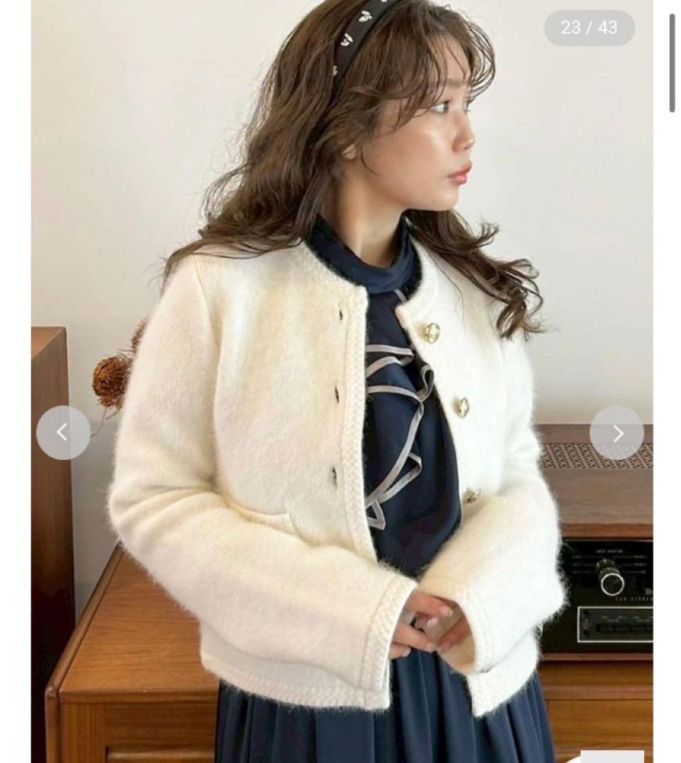 完売品 LILY BROWN リリー ブラウン 金釦フォックスニットジャケット