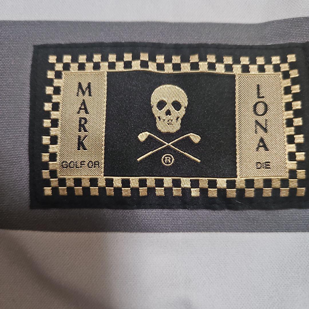 マークアンドロナ 半袖ポロシャツ M インディゴ黒 スワロスカル ドクロ