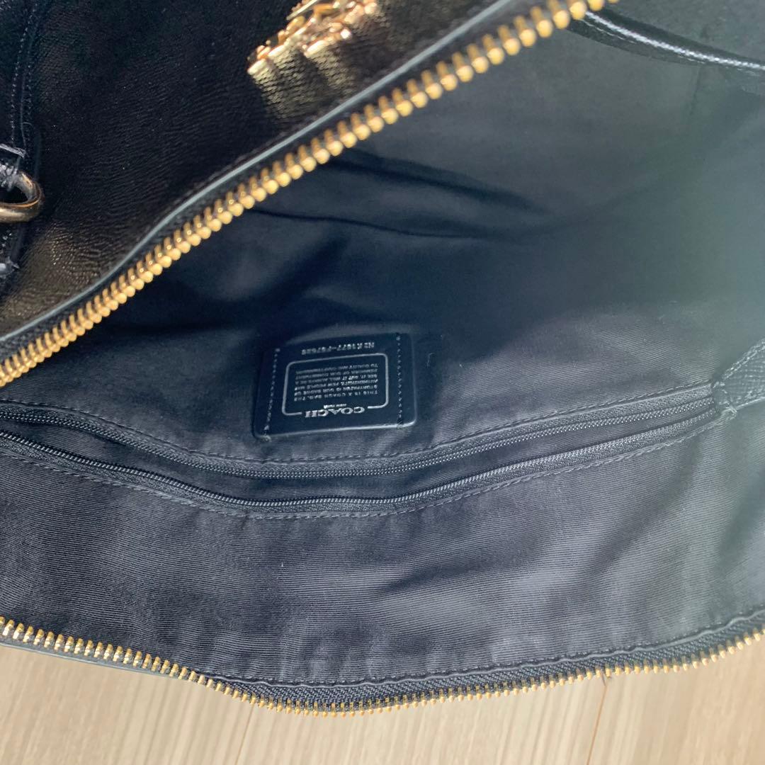 COACH 黒 レザートートバッグ　A4サイズ　肩がけ