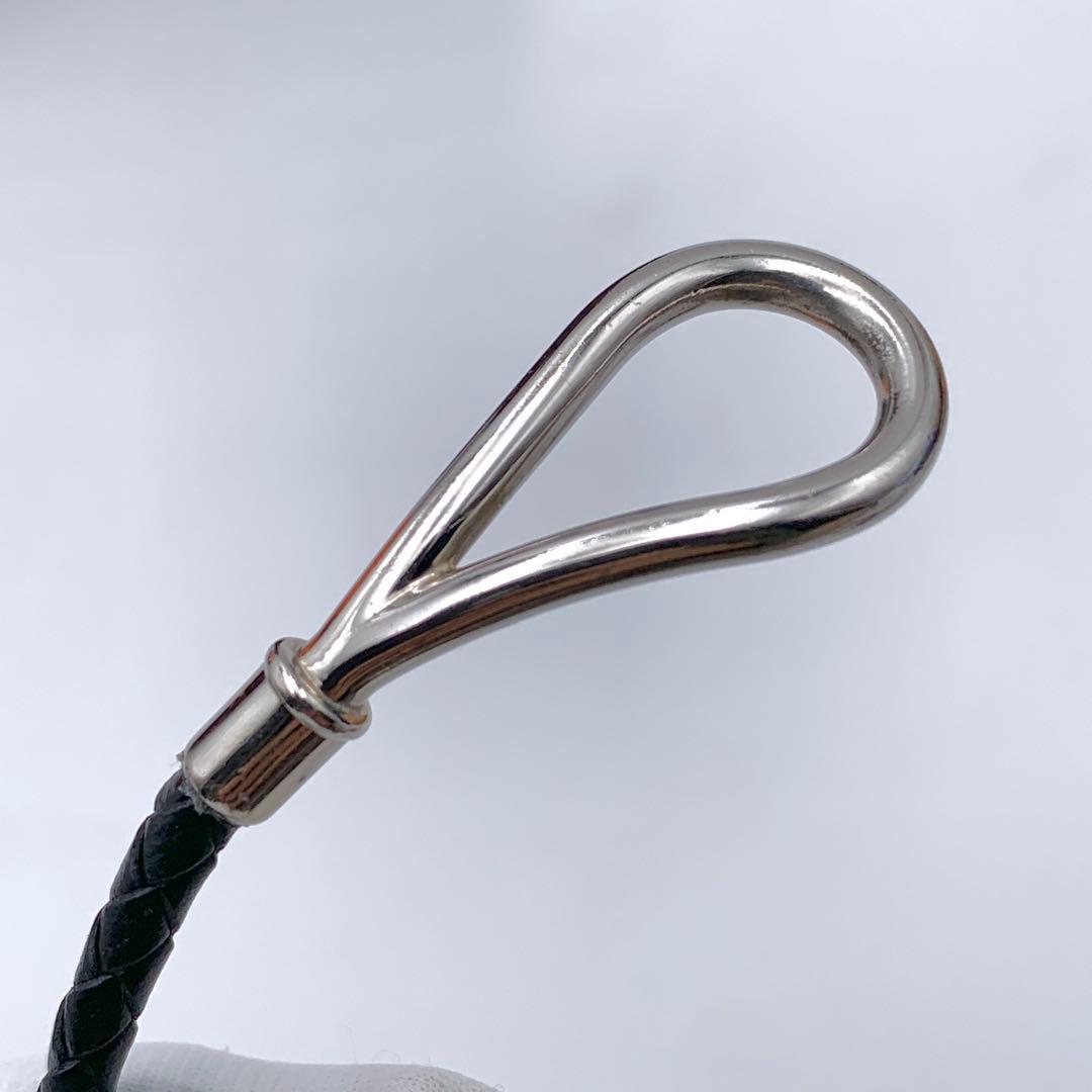 エルメス ジャンボ チョーカー 編み込み2連ブレスレット シルバー 黒レザー