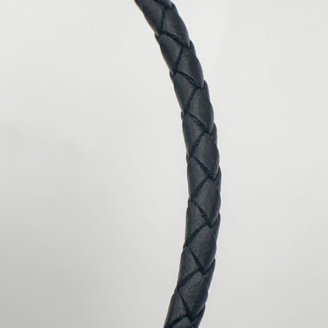 エルメス ジャンボ チョーカー 編み込み2連ブレスレット シルバー 黒レザー