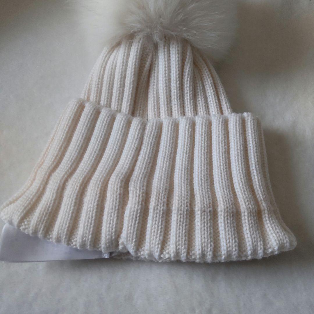 MONCLER モンクレール ニット帽 ファー付き ポンポン