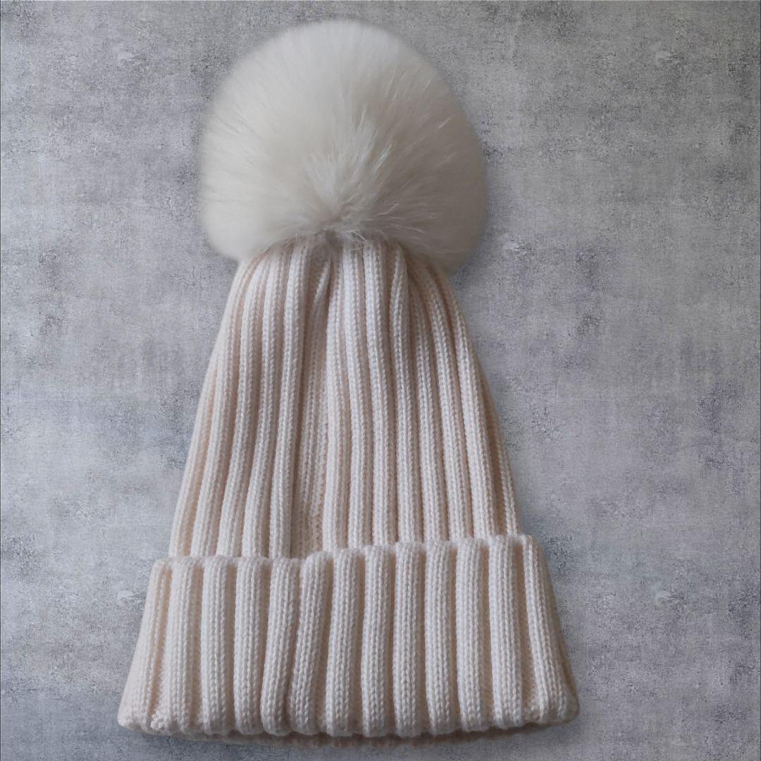 MONCLER モンクレール ニット帽 ファー付き ポンポン