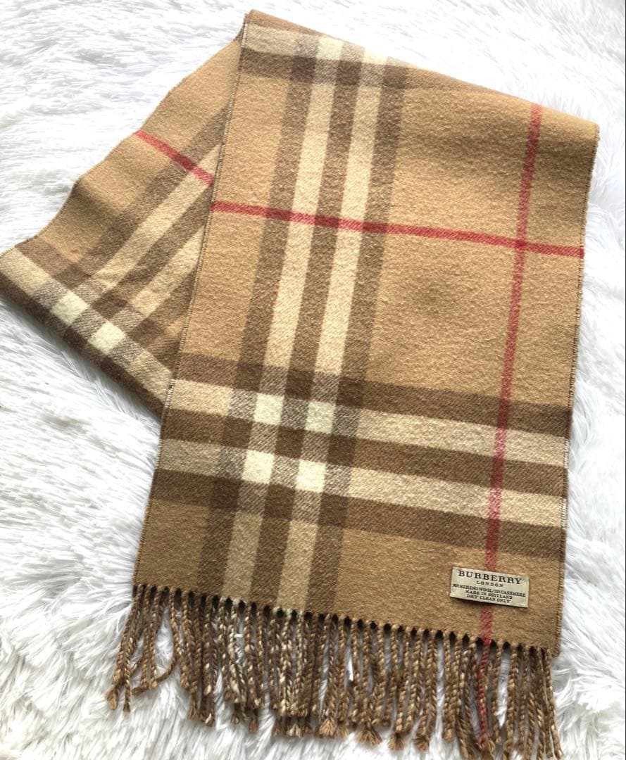 BURBERRY メガチェック カシミヤウールマフラー ベージュ定番カラー♡