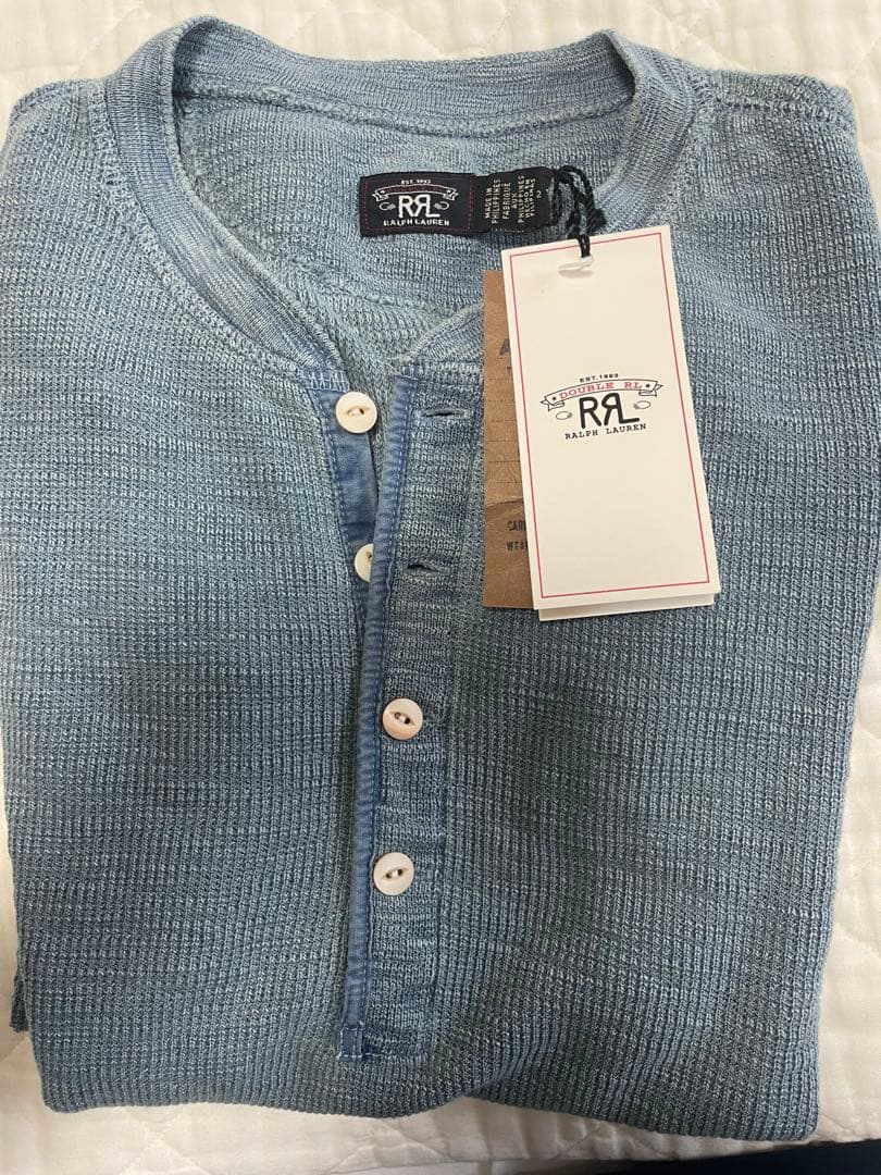 【新品】ダブルアールエル　ストレッチコットンワッフルヘンリー　ミディアムインデゴ