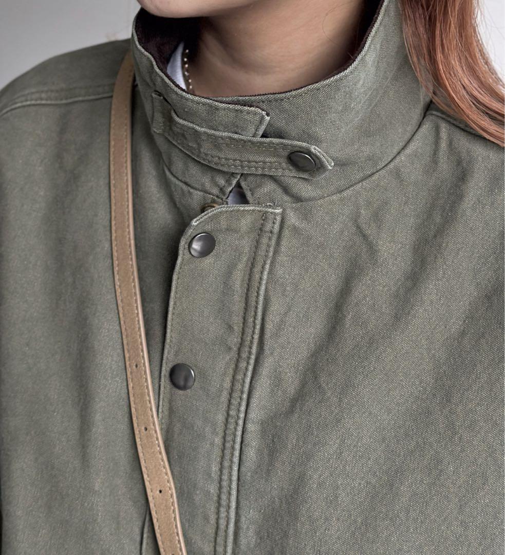 グリーン コーデュロイ襟ワークジャケット