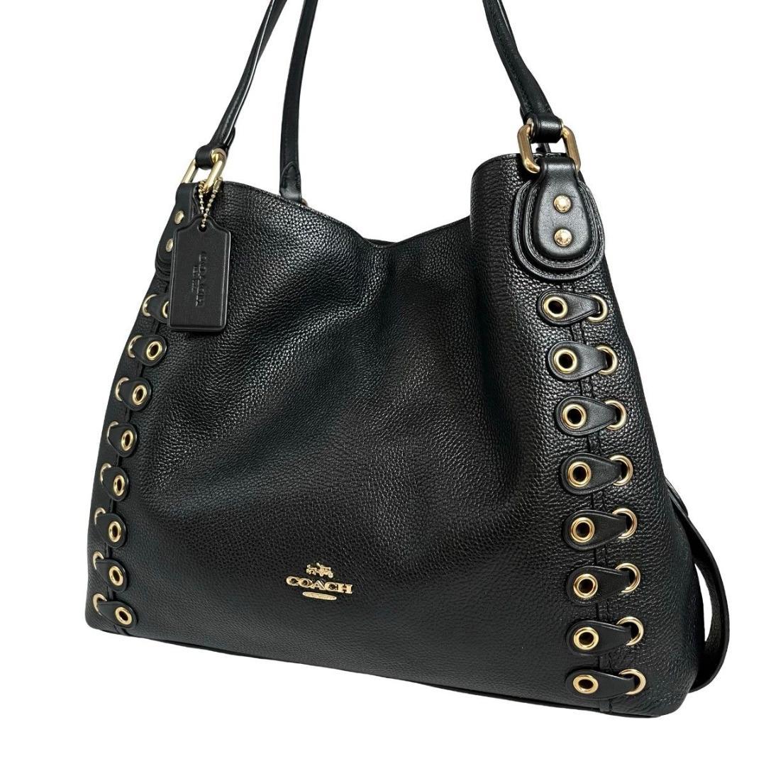 極美品　 COACH コーチ 肩掛け ハンドバッグ 黒 ブラック