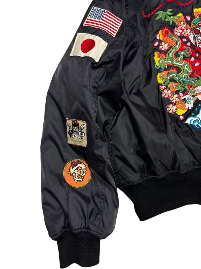 Ed Hardy MA-1 リバーシブルブルゾン M 刺繍　Y2K