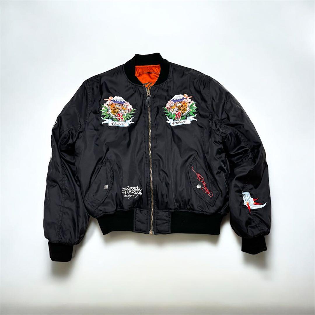 Ed Hardy MA-1 リバーシブルブルゾン M 刺繍　Y2K
