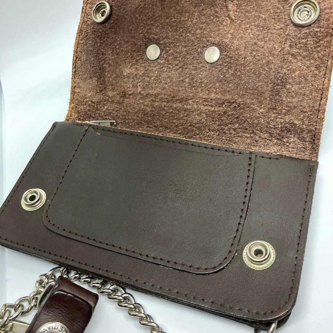 ハーレーダビットソン　長財布　トラッカーウォレット　ウォレットチェーン　ブラウン