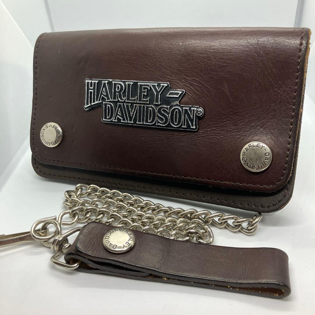 ハーレーダビットソン　長財布　トラッカーウォレット　ウォレットチェーン　ブラウン