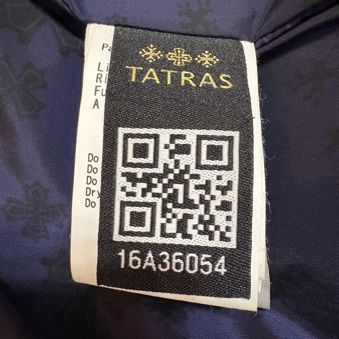 極美品✨タトラス ダウンベスト ラクーンファー フード 総柄 ネイビー 4 XL