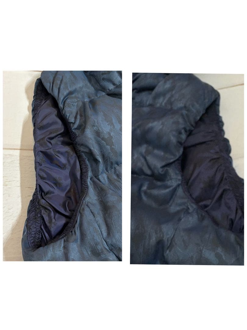 極美品✨タトラス ダウンベスト ラクーンファー フード 総柄 ネイビー 4 XL