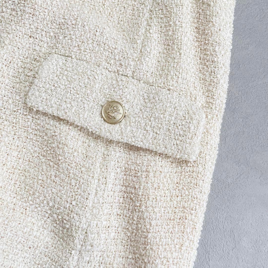 新品　ラウンジドレス　ツイードベスト　ジレ　アイボリー