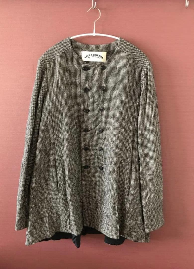未使用　ARTS&CIENCE ウールリネンノーカラーダブルボタンジャケット