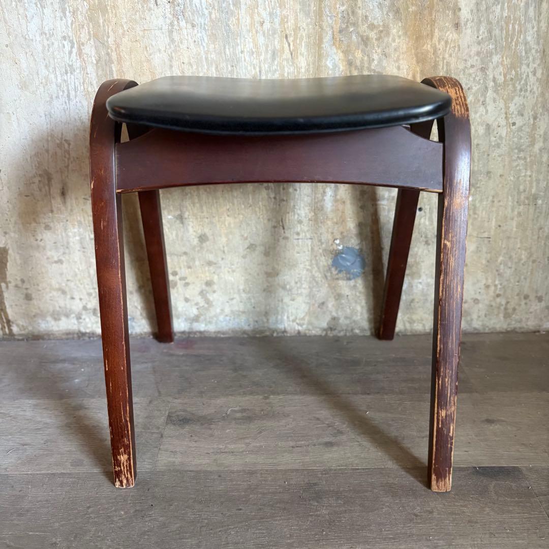 秋田木工　スタッキングスツール　ブラック　剣持勇　曲木