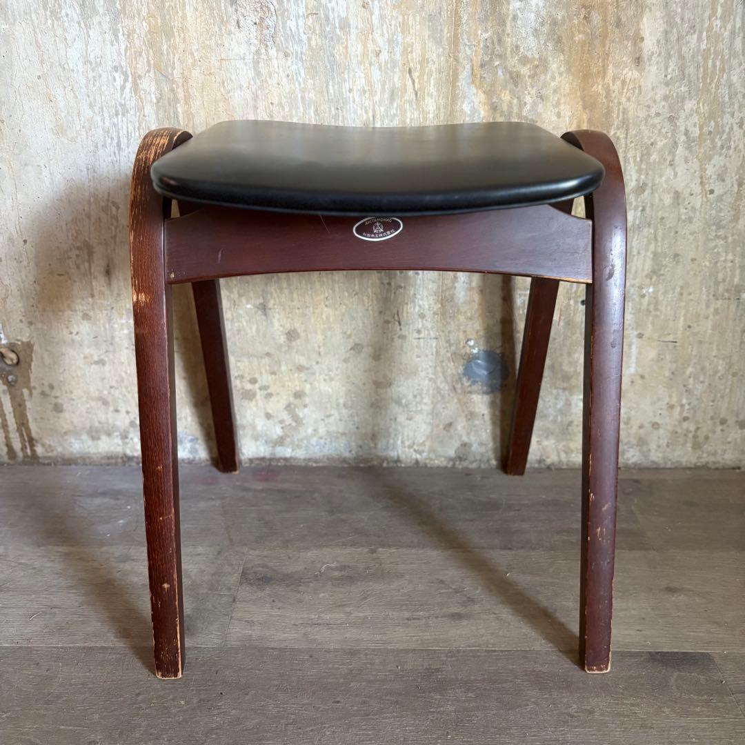 秋田木工　スタッキングスツール　ブラック　剣持勇　曲木