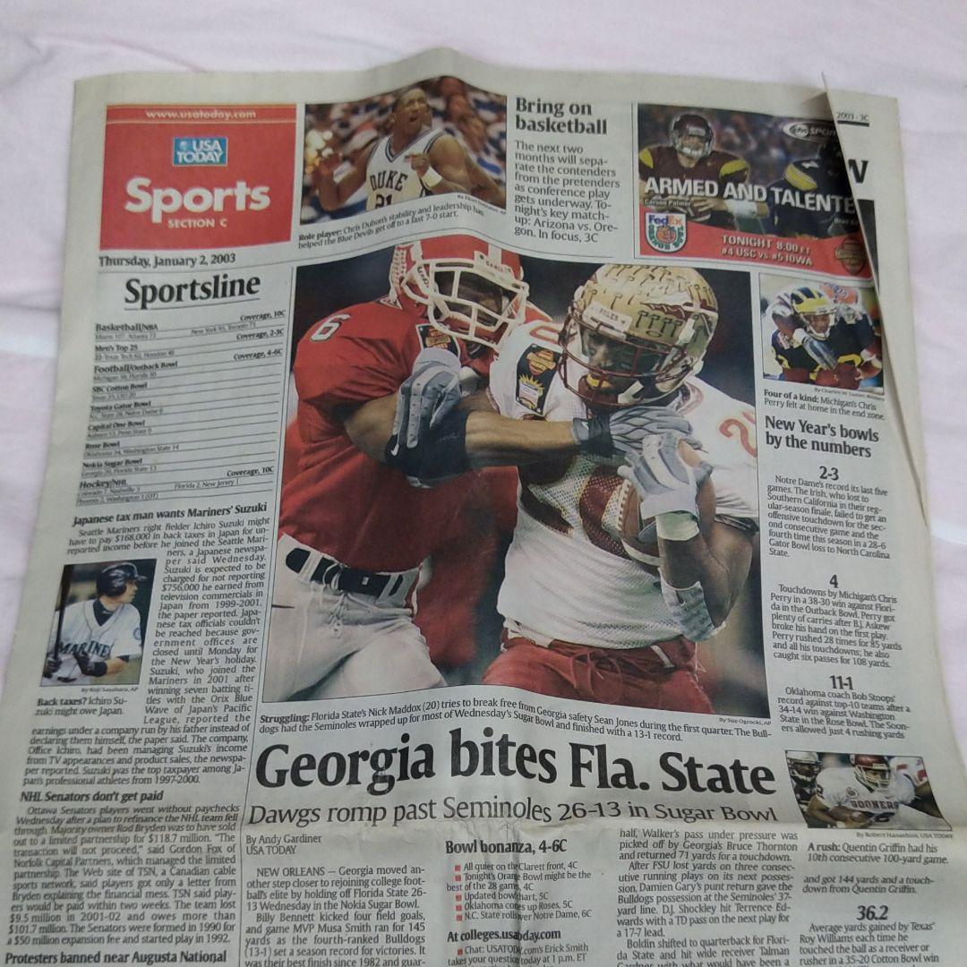 USA 2003年1月2日　スポーツ紙　イチローの記事あり