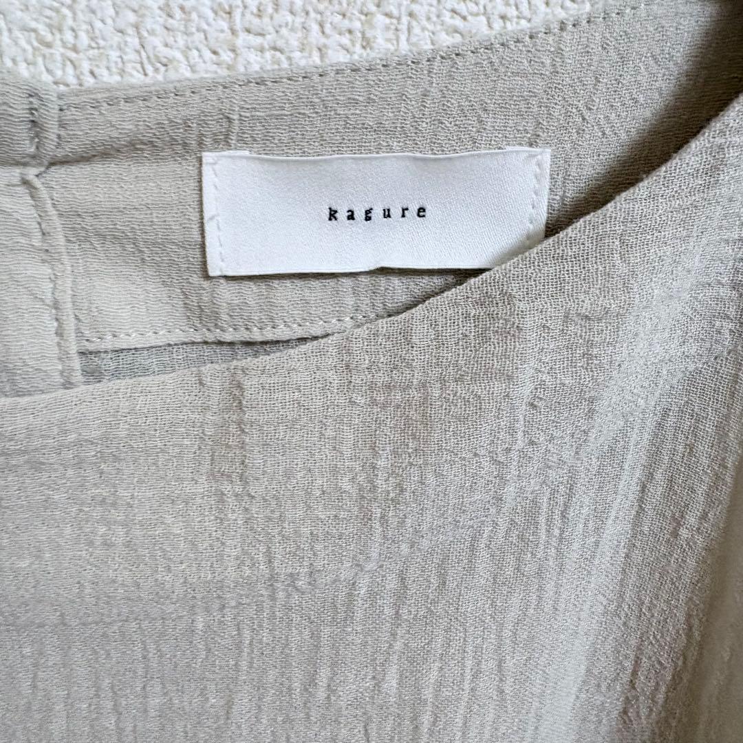【美品】かぐれ　ガーゼロングチュニック　ベージュ　グレージュ