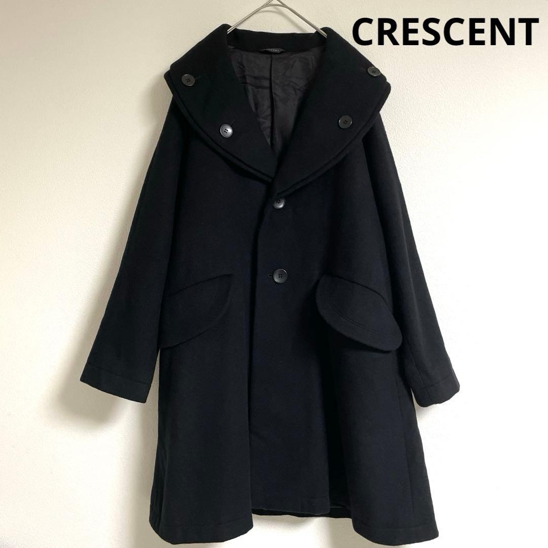 ◆美品◆ CRESCENT　カシミヤ混　Aラインウールコート　黒　M 日本製
