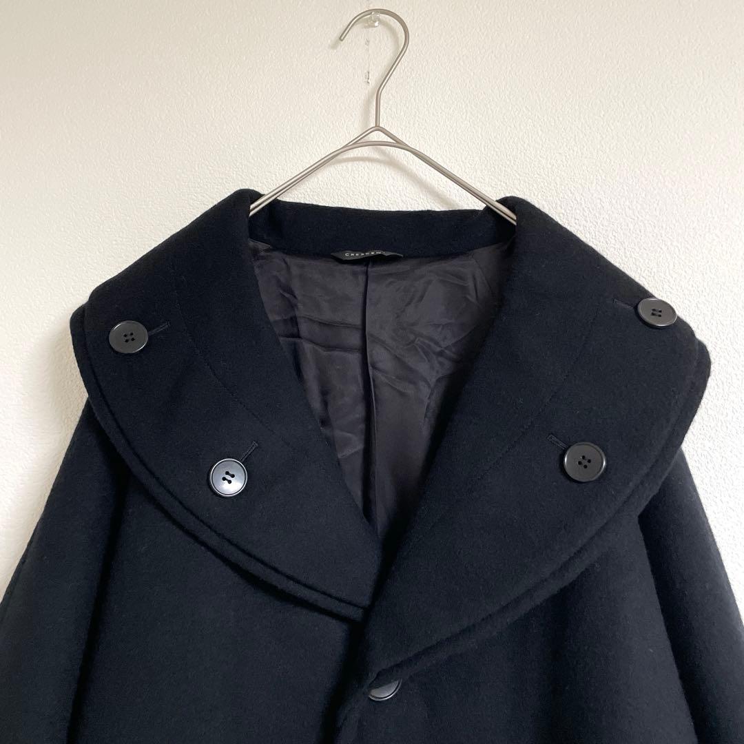 ◆美品◆ CRESCENT　カシミヤ混　Aラインウールコート　黒　M 日本製