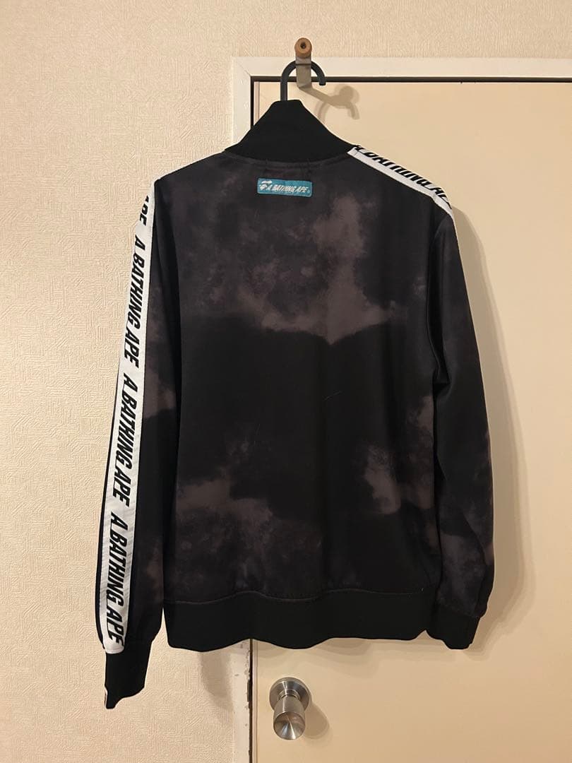 r*9様 BATHING APE トラックジャケット黒 スモーク柄ラインジャージ