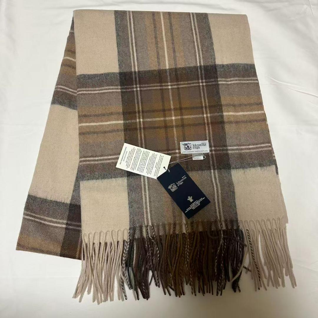 ジョンストンズ カシミア 大判ストール マフラー ナチュラルスチュワー