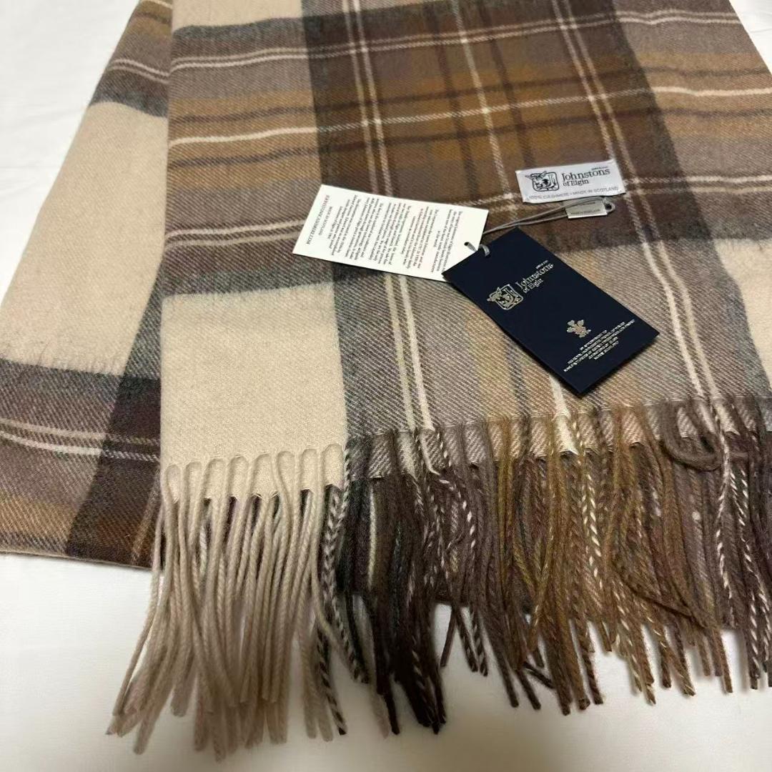 ジョンストンズ カシミア 大判ストール マフラー ナチュラルスチュワー