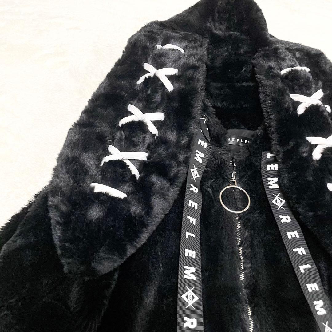 【美品】REFLEM レフレム うさ耳 ファー パーカー コート 黒 うさぎ