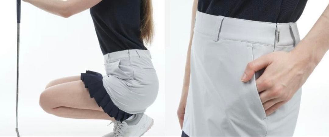 TAYLOR MADE プリーツ　スカート グレー/ネイビー