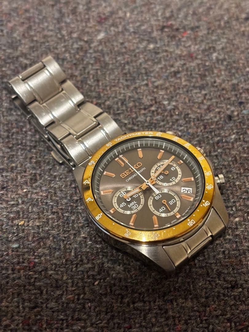SEIKO セイコー クロノグラフ 腕時計 茶金モデル