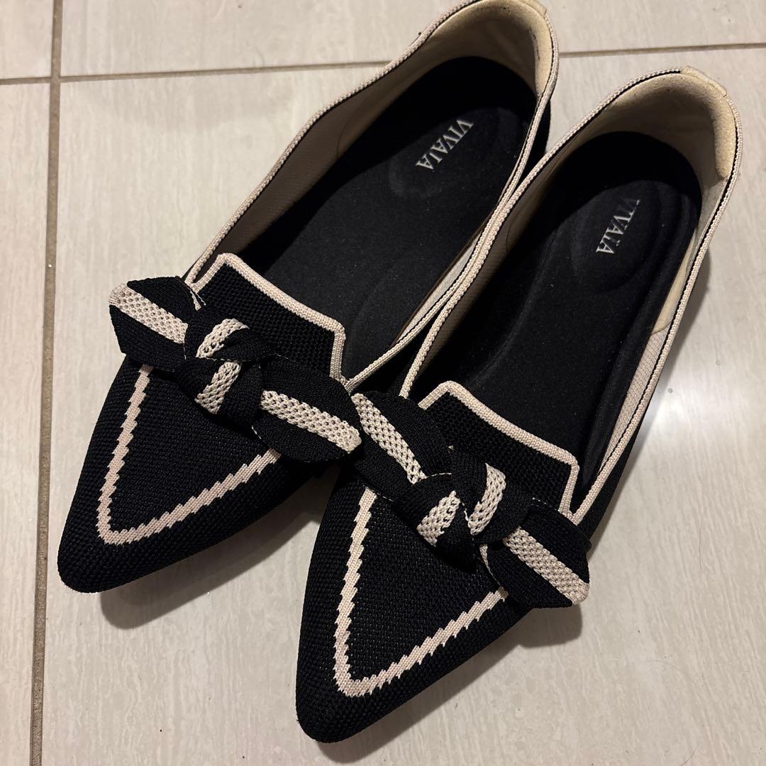 VIVAIA ポインテッドトゥ リボン付き ローファー