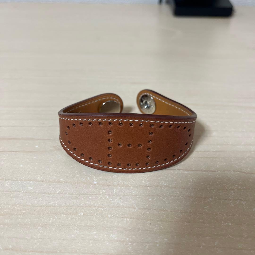 エルメス ブラウン レザーバングル