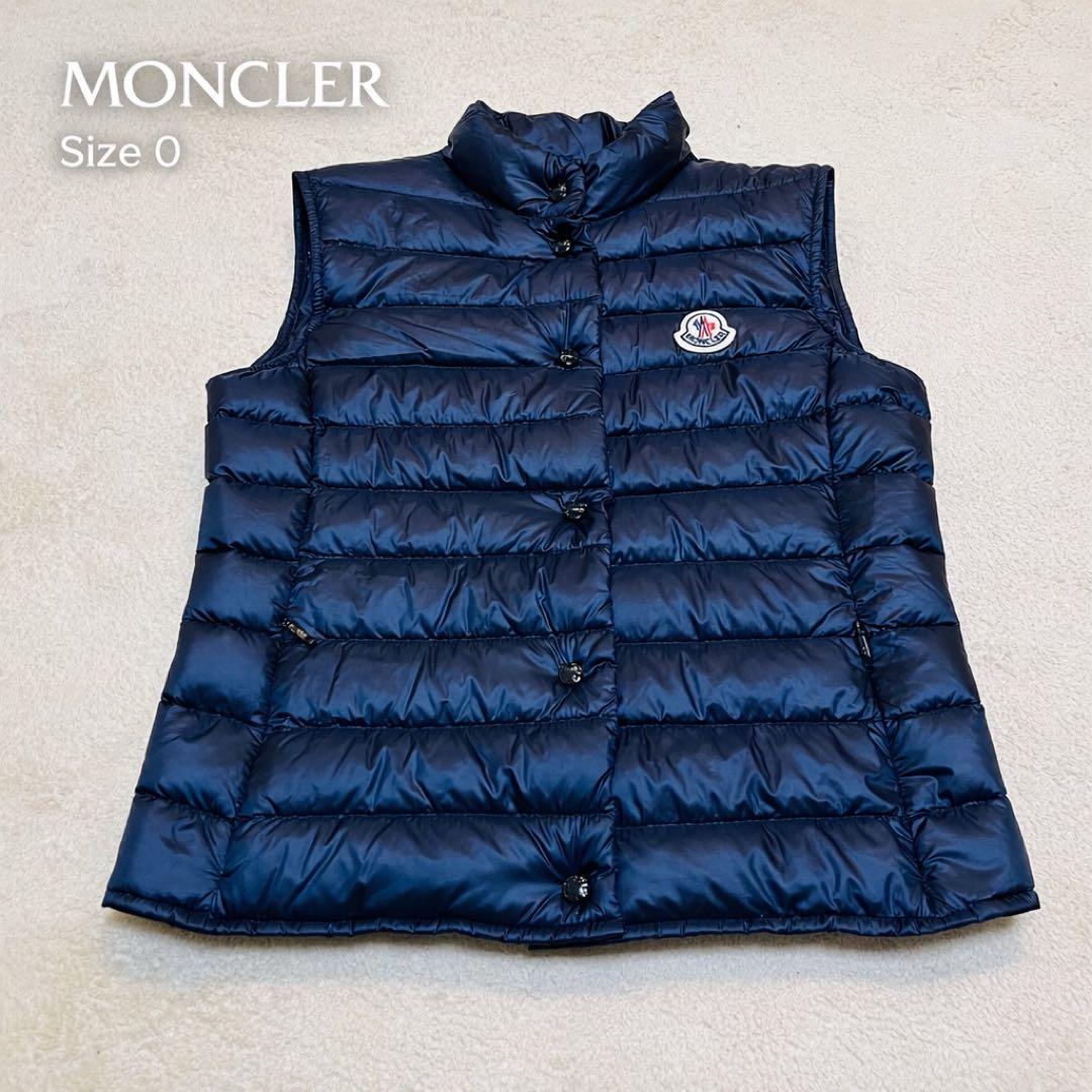 モンクレール ダウンベスト サイズ0 ブラック ロゴワッペン 美品