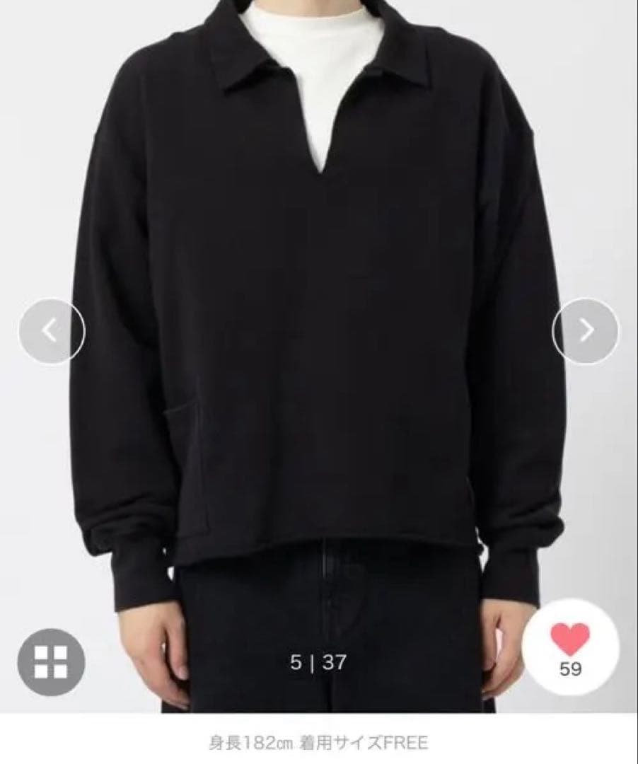 PUBLICTOKYO RE: SHIOTA×GOAT スキッパー 黒ポロシャツ