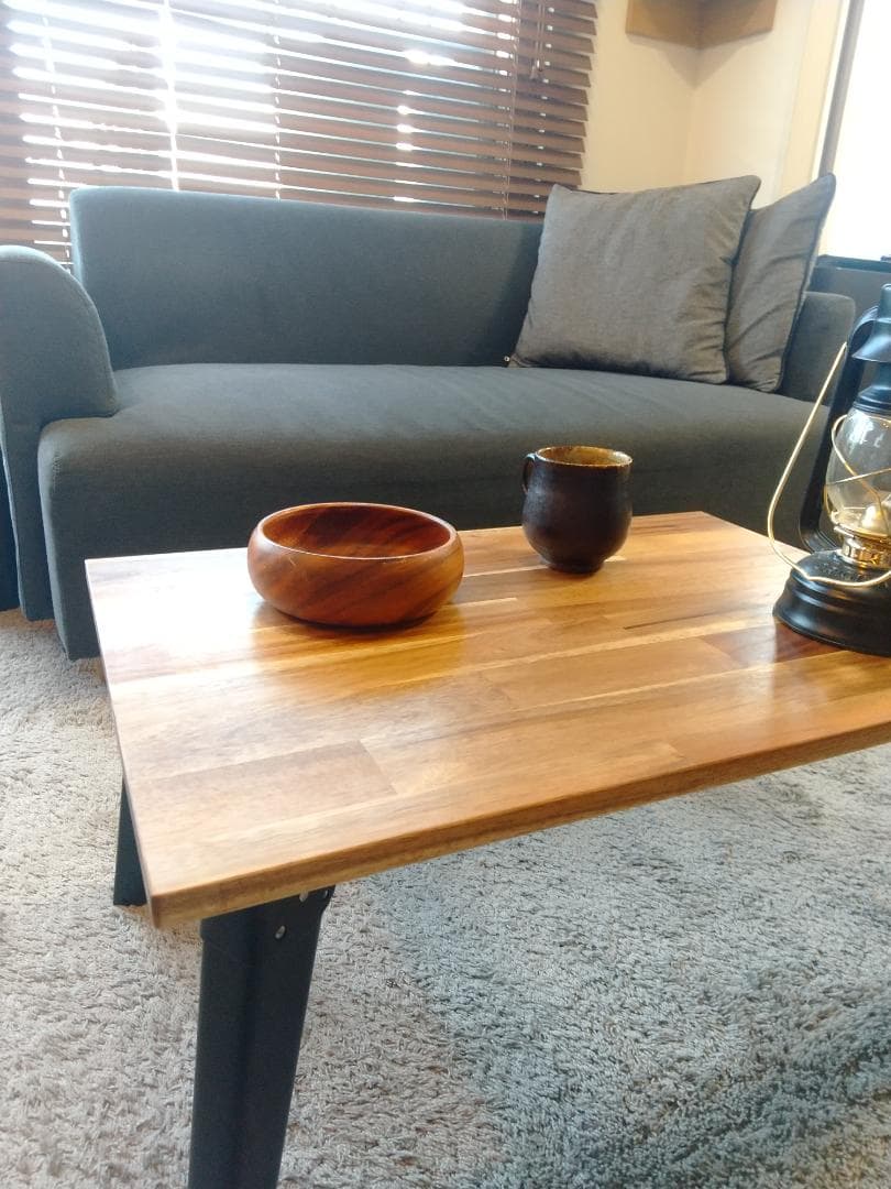 【600mm×400mm】アカシア無垢集成材 折りたたみローテーブル