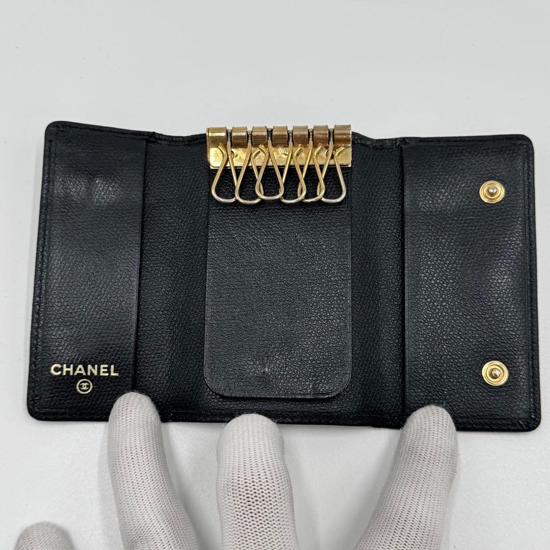 CHANEL シャネル ココボタン レザー 6連 キーケース ブラック シリアル