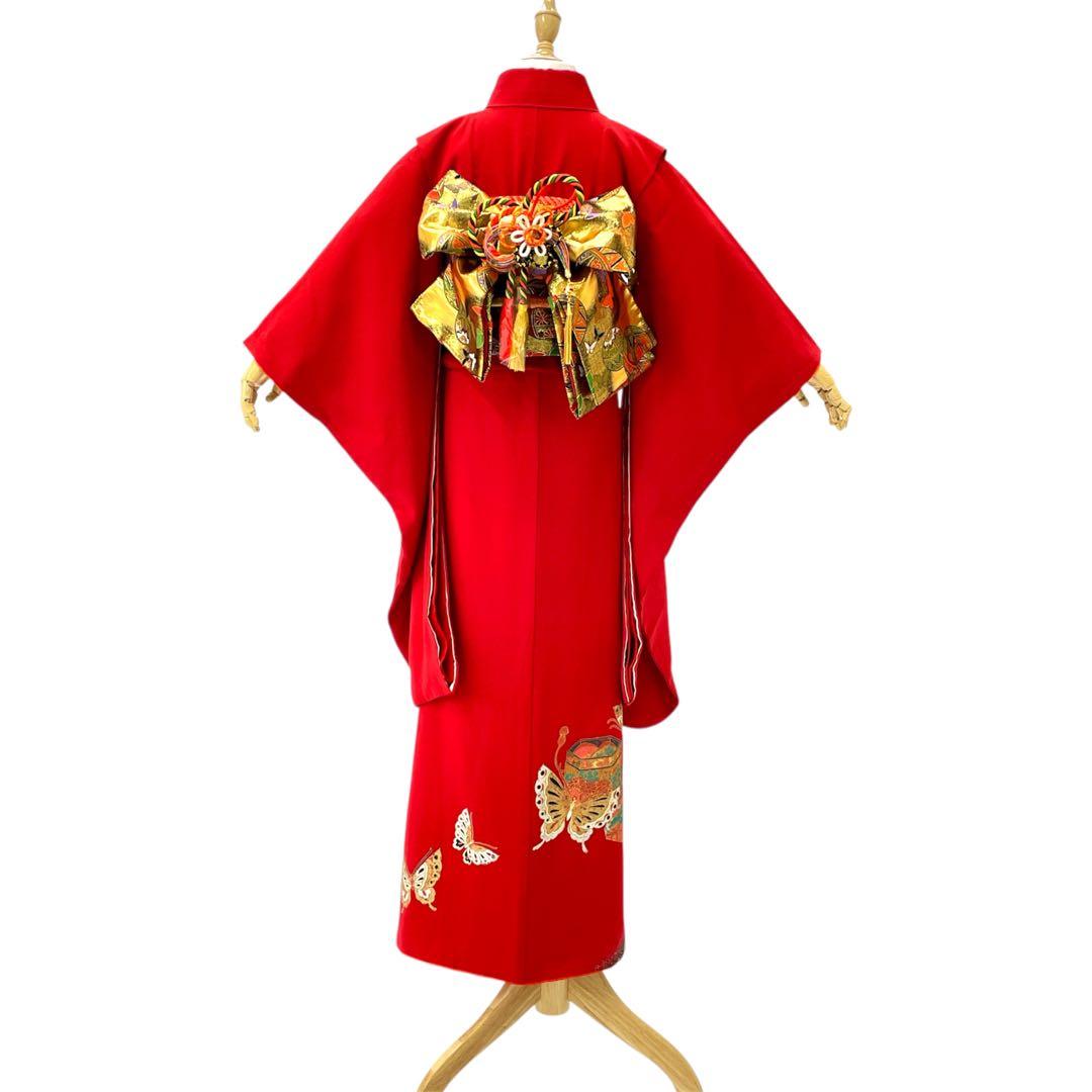 ◎mk-1120　七五三　振袖　着物・襦袢　2点セット　蝶々　正絹　　9-22