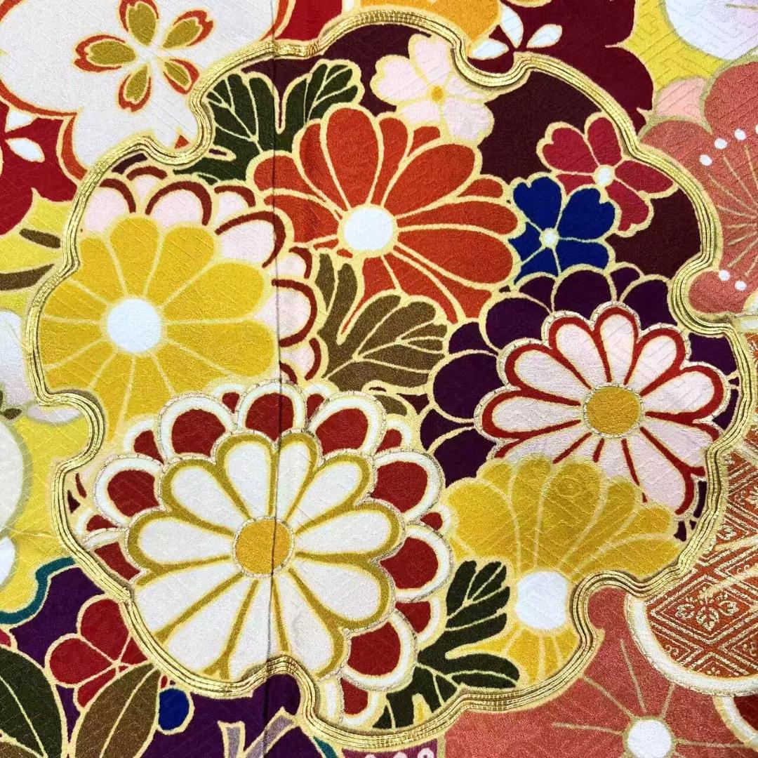 ≪早い者勝ち≫【美品】 振袖 正絹 成人式 古典柄 振袖単品 黄 S*45 ●