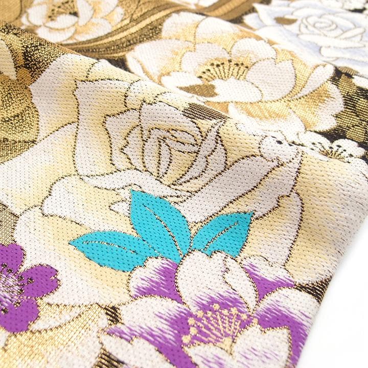 振袖用袋帯 華やかな花柄 京都 西陣 フォーマル 正絹 結婚式 美品 sa95