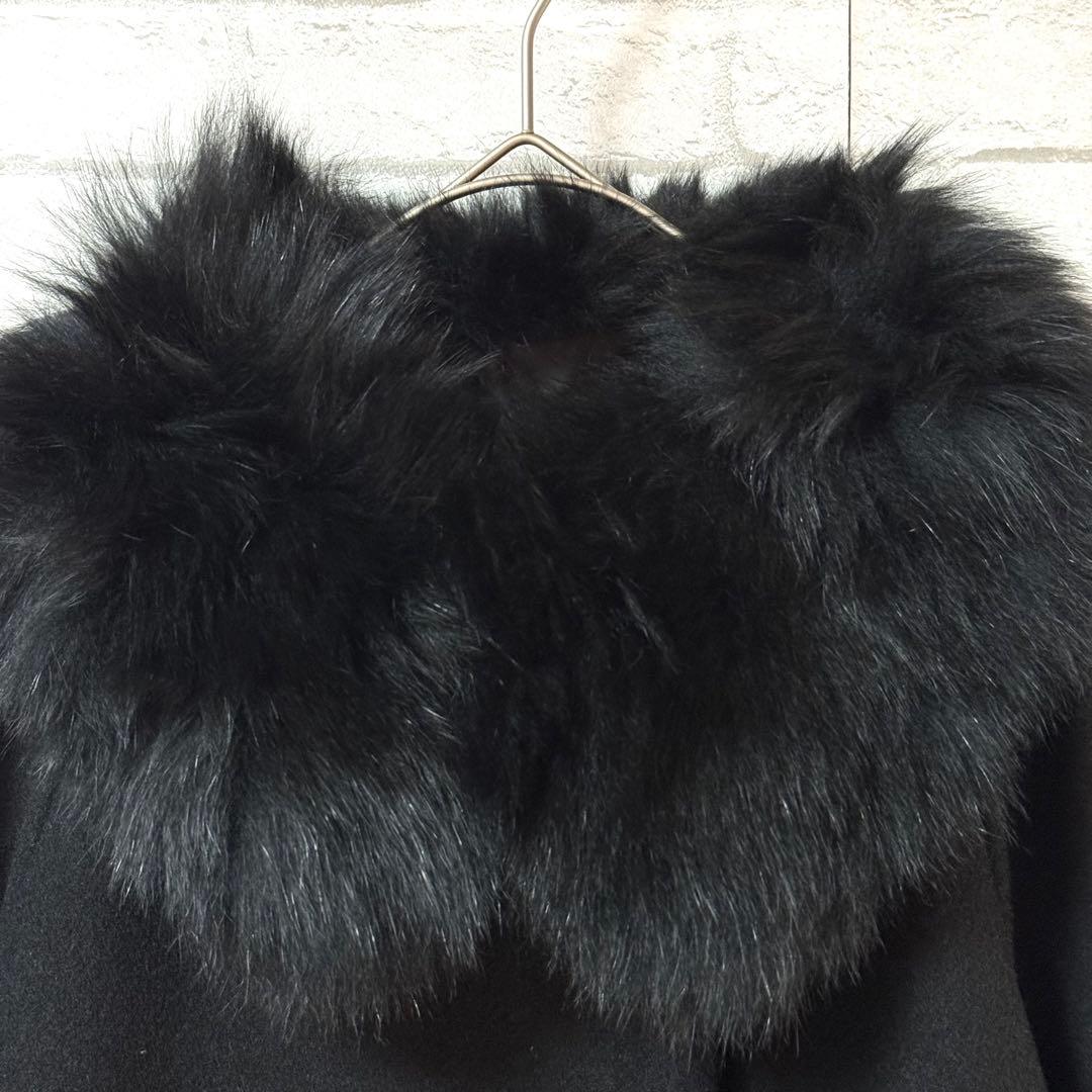 【ロイヤルパーティー】ファー付きポンチョコートFブルーフォックス スナップボタン