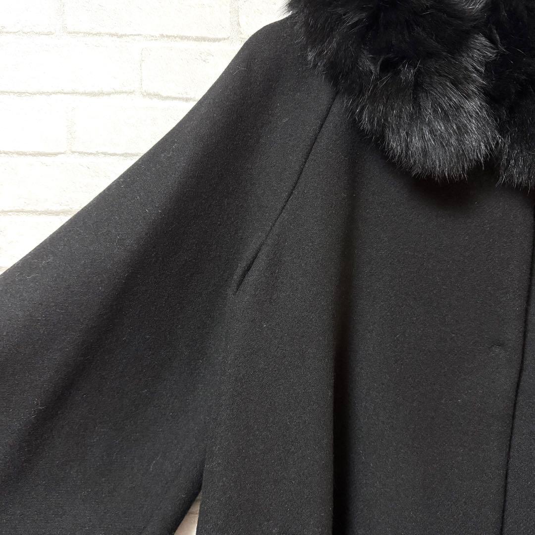 【ロイヤルパーティー】ファー付きポンチョコートFブルーフォックス スナップボタン