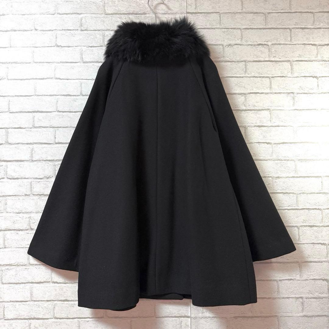 【ロイヤルパーティー】ファー付きポンチョコートFブルーフォックス スナップボタン