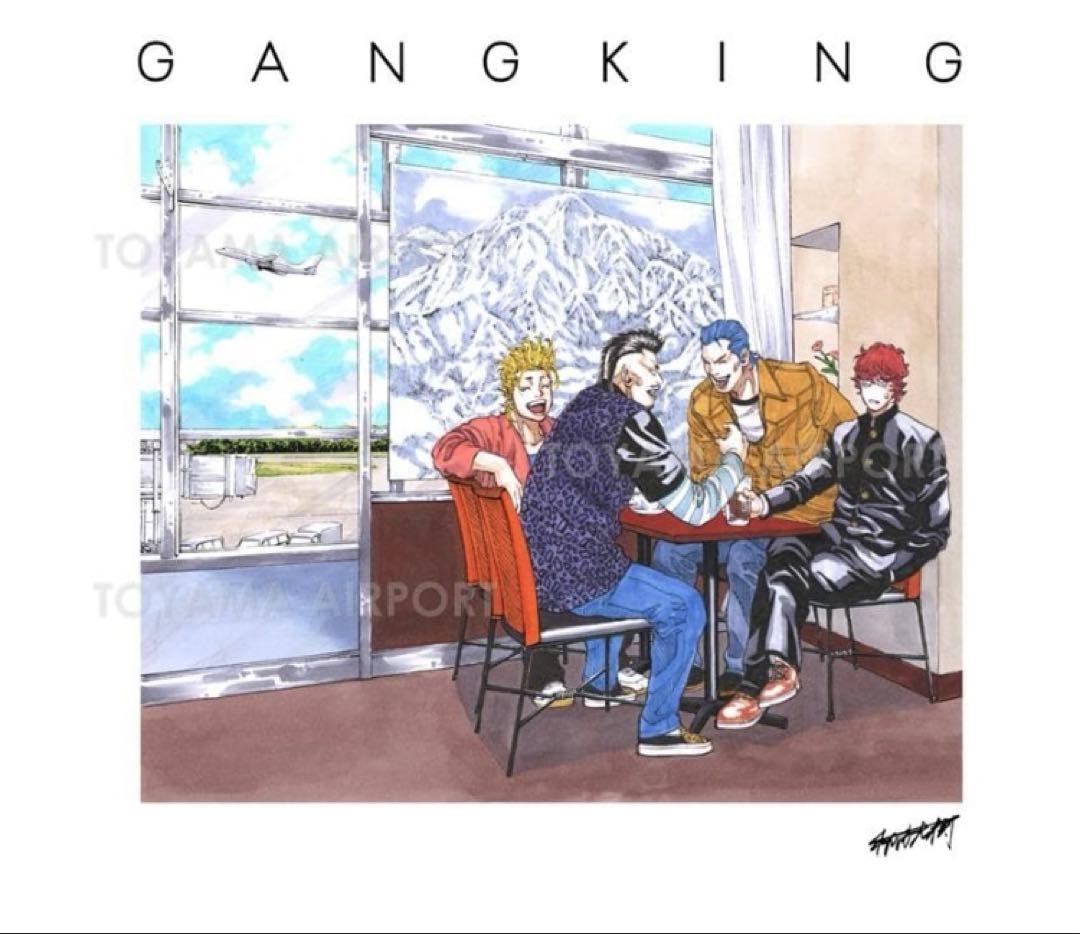 【LLsize】ギャングキング 富山空港限定 Tシャツ　黒白　GANGKING