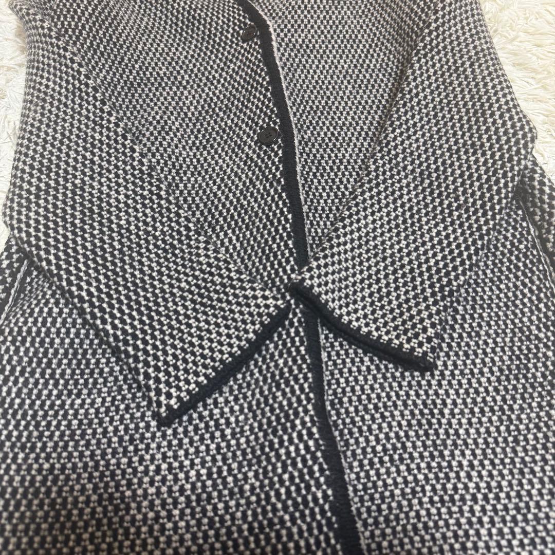 カシミヤ混/美品✨マックスマーラ ロングコート 千鳥柄 S カーディガン 白黒